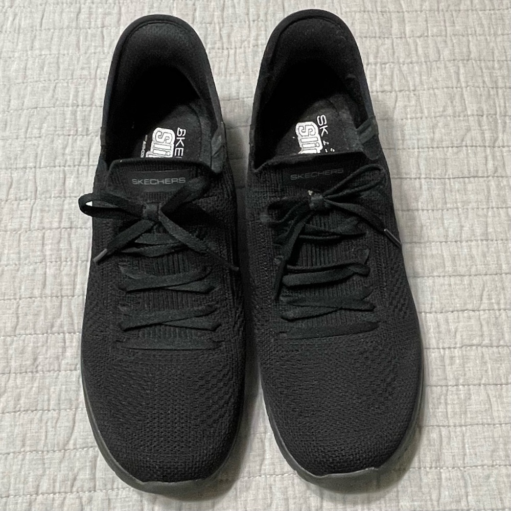 Skechers Slip-ins Virtue - Divinity Women’s 9.5 Black Knit No Tie Lightweight
